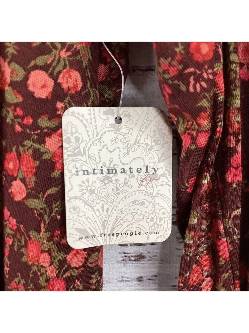 FREE PEOPLE SIZE XS FALL‎ TOP FLORAL KAYA PRINTED THONG BODYSUIT CHOCOLATE